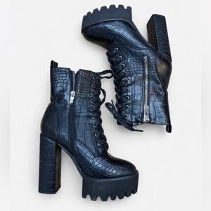 Simmi London croc platform boots
